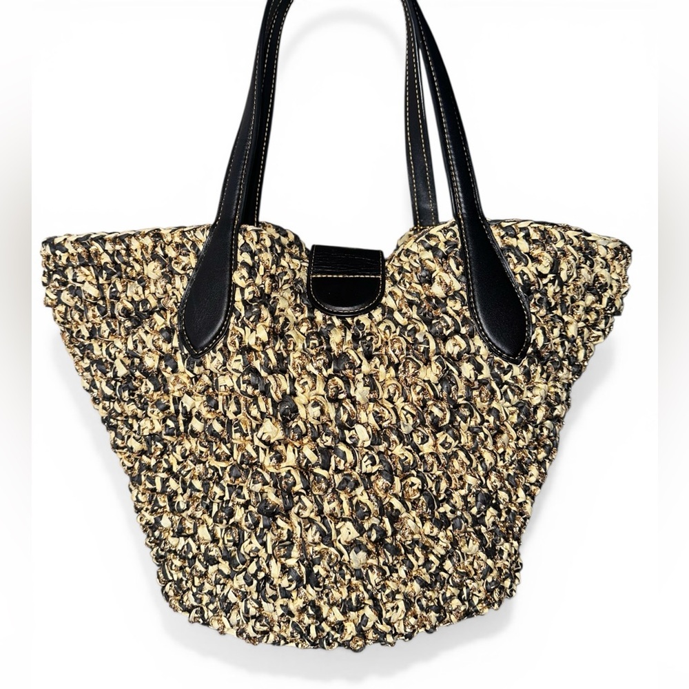 Coach Straw Popcorn Textured Small Tote - Picture 2 of 5
